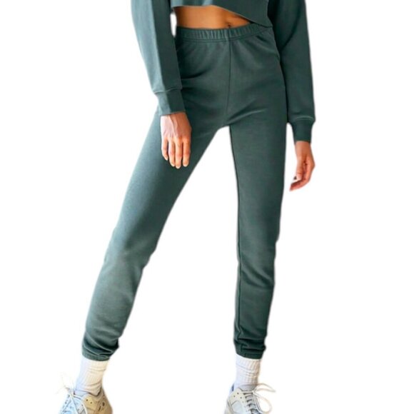 TNA Airy Terry High Rise Pull On Elastic Waist Sweatpants Green Medium - Picture 1 of 9